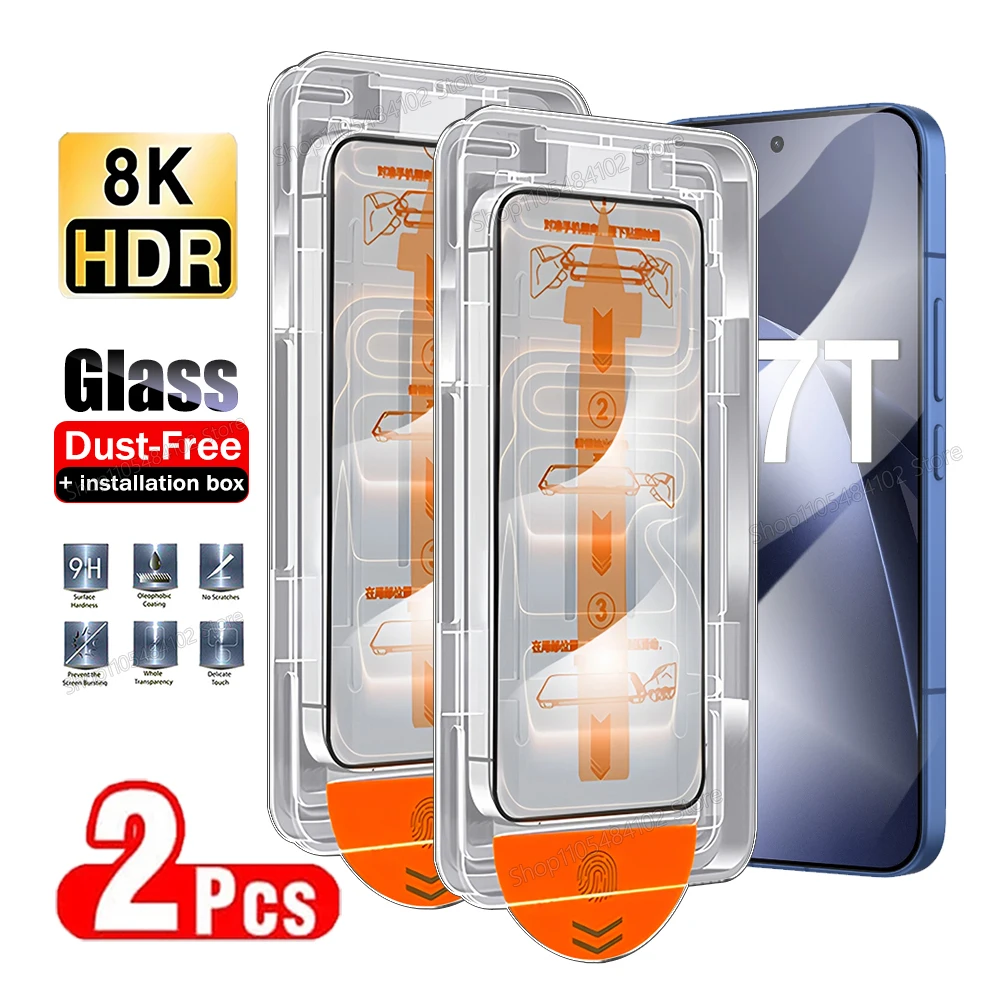 2 Stück Staubfreier Displayschutz mit Vollkleber für Xiaomi 17T 14T 12T Pro 13 14, Gehärtetes Glas für Xiaomi 15T 17 Pro Max