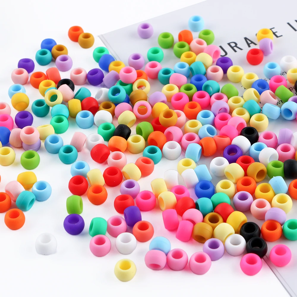 50pcs 6*9mm Large Hole Pony Candy Colorful Silicone Beads Set For Jewelry Making DIY Hair Braiding Bracelet Necklace Handicrafts - view 5