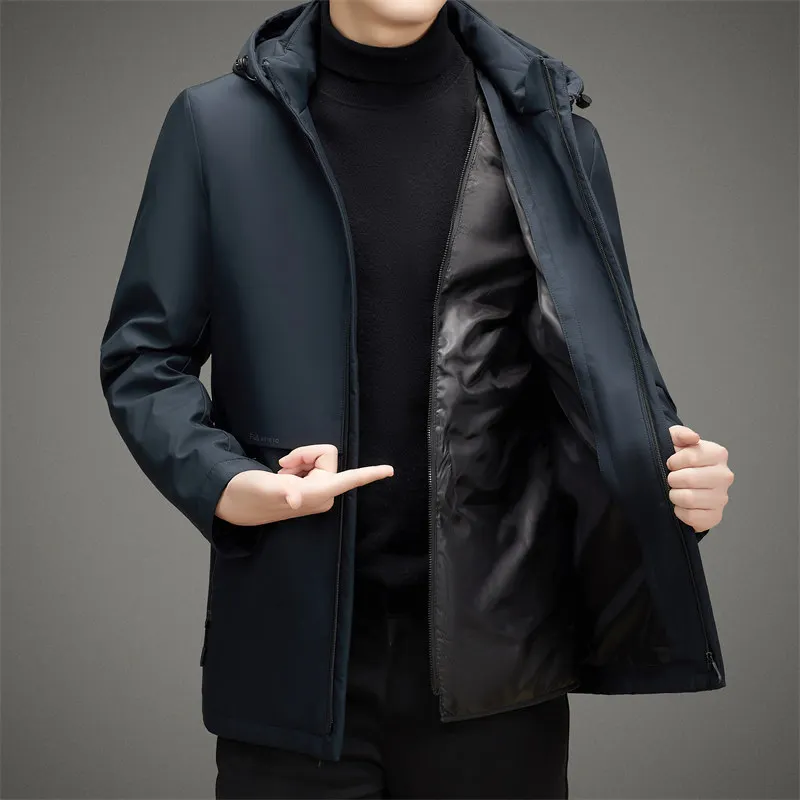 Chaqueta gruesa con capucha para hombre, forro interior desmontable, cálido, invierno, 2023