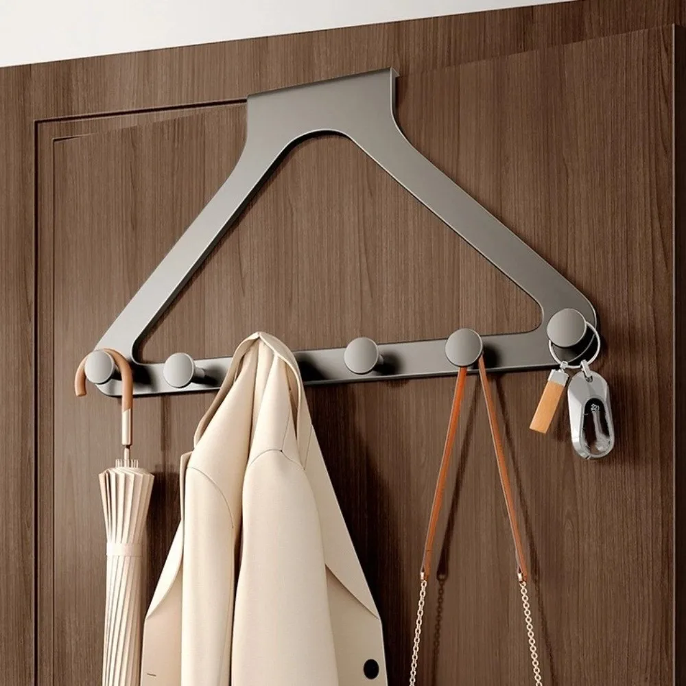 

Stable Triangle Door Hook Rustproof Reusable Door Back Clothes Hook with 6 Hooks Wear-resistant Clothes Coat Storage Hook Closet
