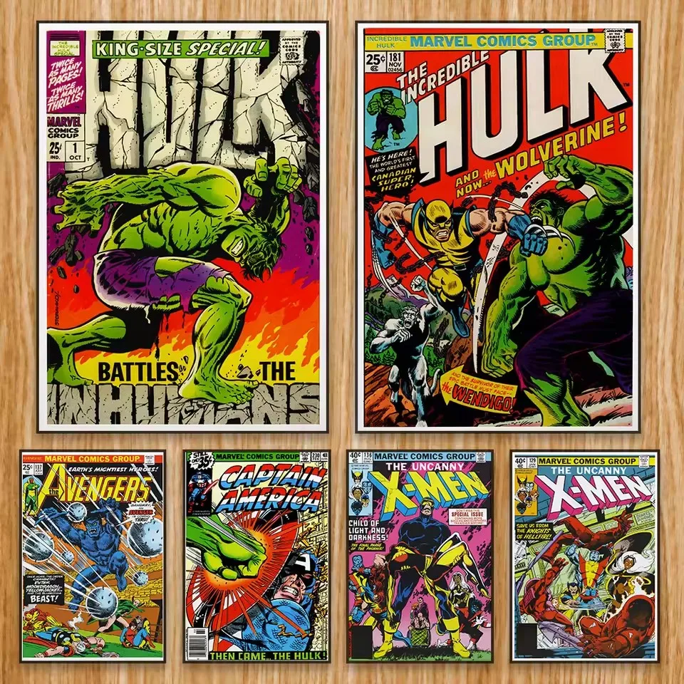 

Classic Marvel Movie Poster Spiderman Iron Man Hulk Thor Superhero Canvas Wall Art Print Mural Home Decor Gift Unframed