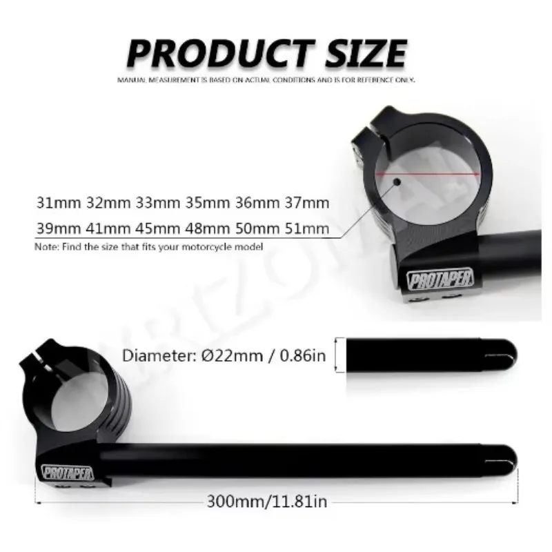 

2PCS Universal Stainless Steel Matte Black Racing CNC 31MM-51MM 37MM 41MM Clip on Ons Front Fork Risers Regular Handlebars，NEW