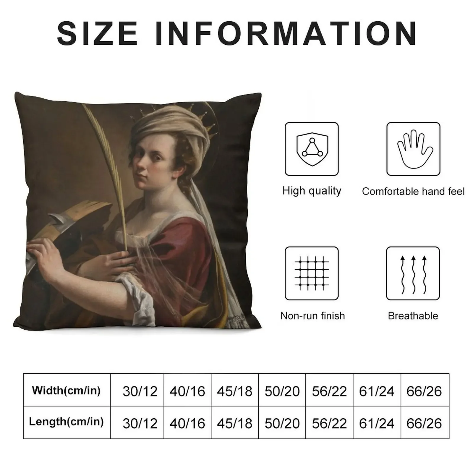 Artemisia Gentileschi Self Portrait as Saint Catherine of Alexandria Throw Pillow Decorative Cushion Marble Cushion Cover pillow