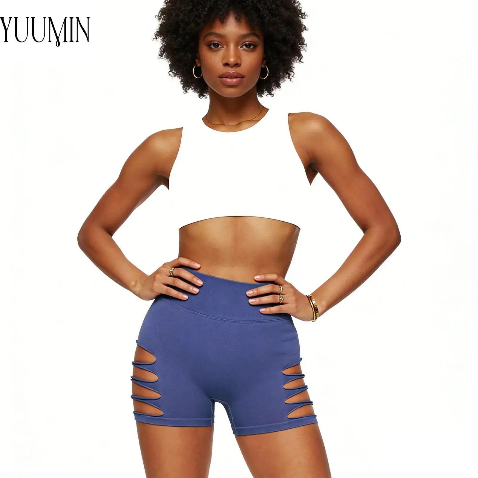 

Women High Waist Hollow Out Yoga Shorts Hip Lifting Stretchy Breathable Quick Dry for Sports Workout Running Fitness