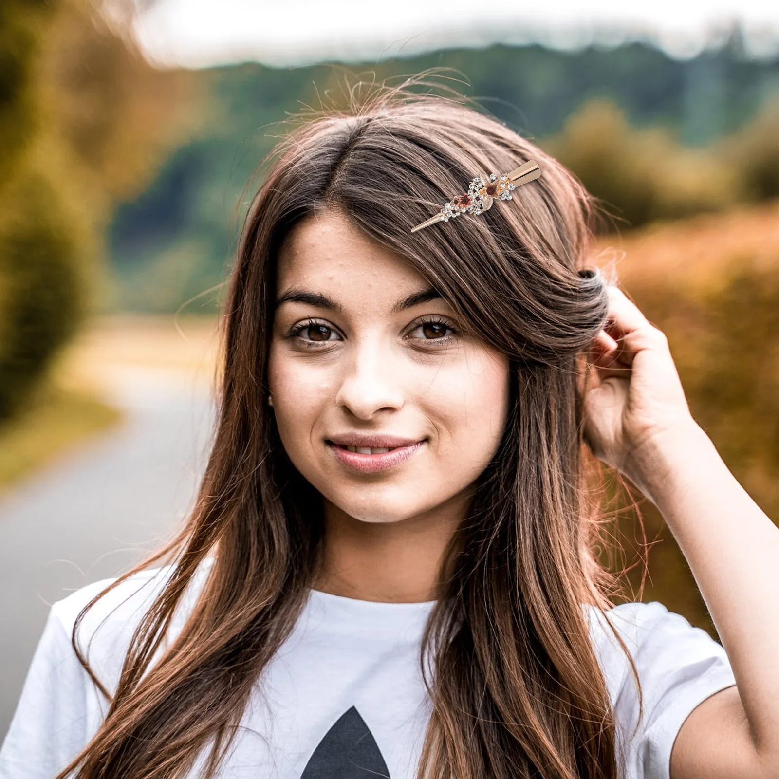 Floral Bun Maker Coffee Color Shiny Bobby Pin Women Barrette Hair Accessory For Party Wedding Delicate Headdress