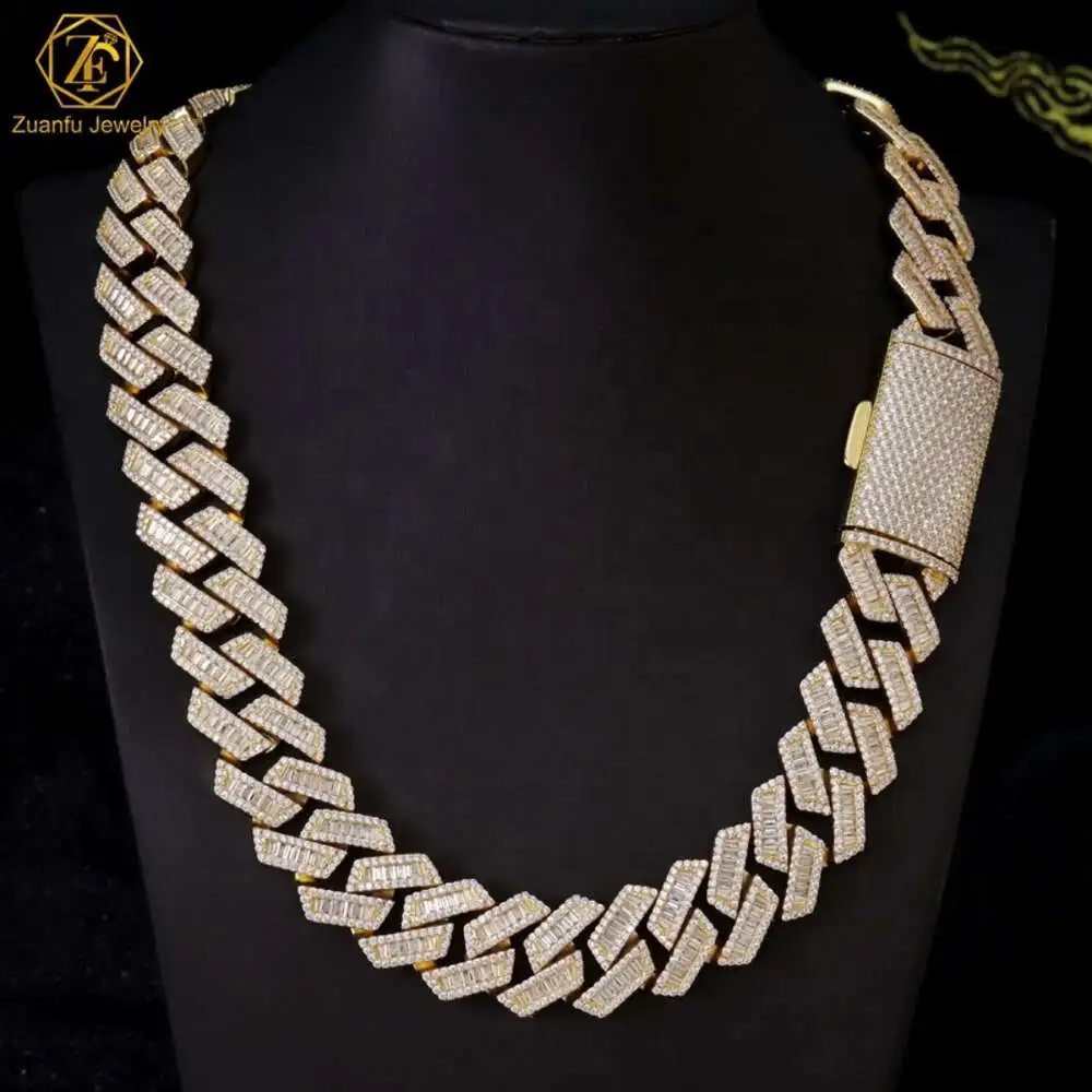 

Men Hip Hop Jewelry Cuban Chain Bracelet Gold Plated Iced Out Cuban Link Chain Baguette Diamond Cuban Chain Necklace