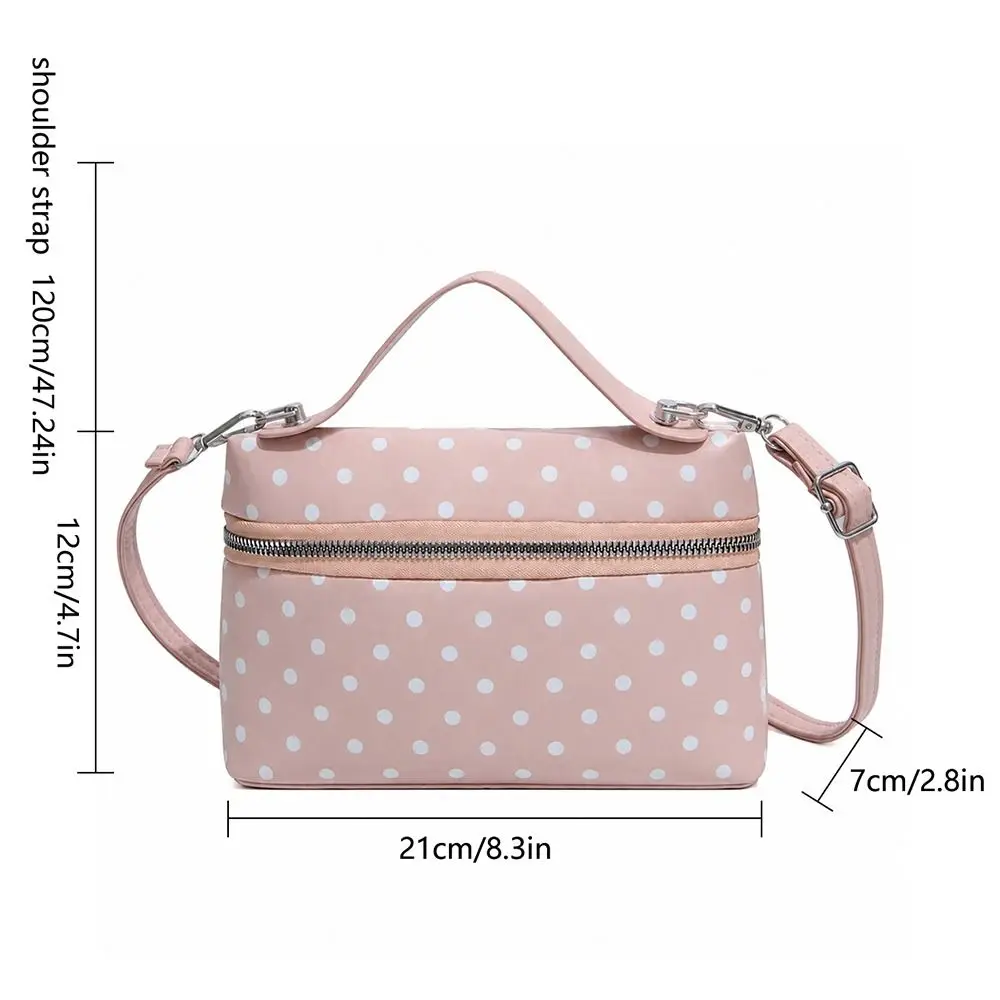 Modische Umhängetasche mit Reißverschluss und Polka-Dot-Muster, Leichtgewichtige Messenger-Tasche mit Verstellbarem Schulterriemen, Polka-Dot-Reißverschlusstasche für Dates – Detail 1