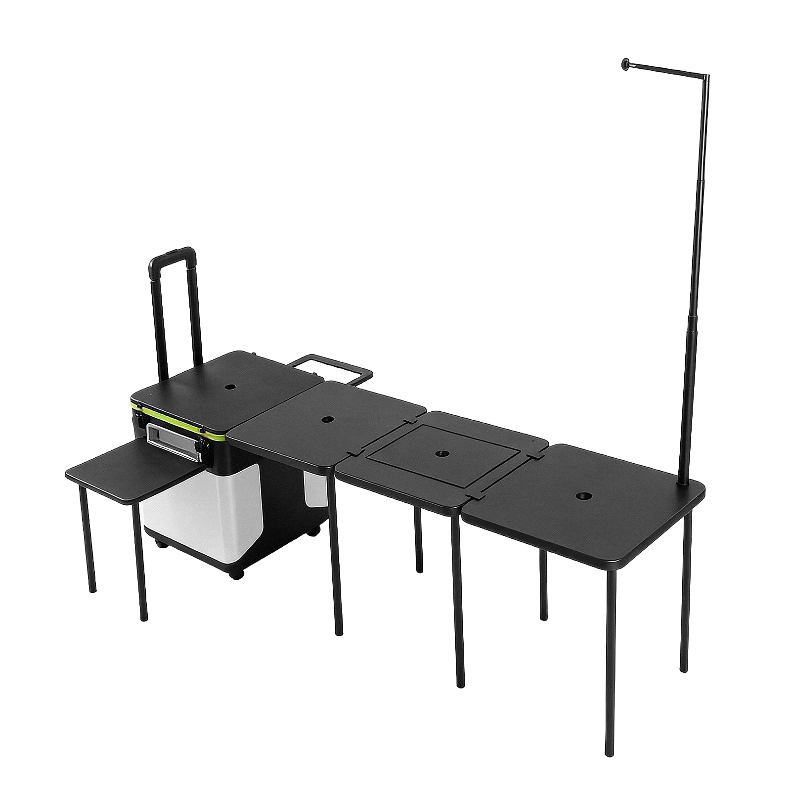 

Portable Folding Kitchen Table with Wheels Folding Overland Camping Kitchen Table with Light Poles for Tailgating BBQ Picnic RV