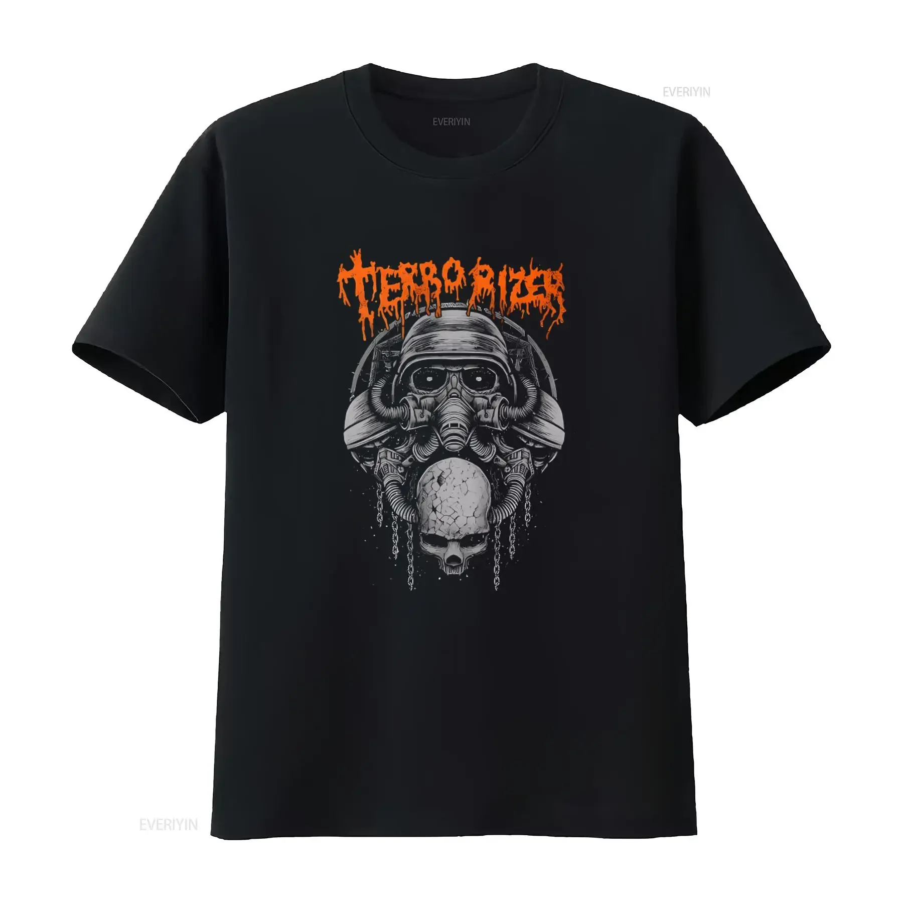 Terrorizer Hear God Laugh T Shirt Unique Skull and Gas Mask Design for Men vintage Washed homme designer clothes Breathable