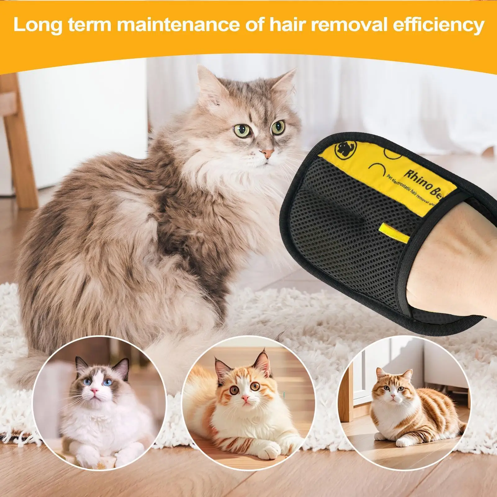 Pet Hair Remover Gloves Double Sided Cat Grooming Gloves Efficient Reusable Shedding Mitt Grooming Brush for Bed Sheet Kitten - Image 2