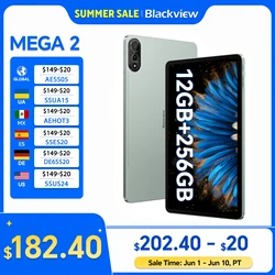 Blackview MEGA 2 Tablet PC 12'' 2K FHD+ Display Unisoc T615 12GB+12GB RAM 256GB ROM 9000mAh Battery 16MP Android 15 4G Tablets