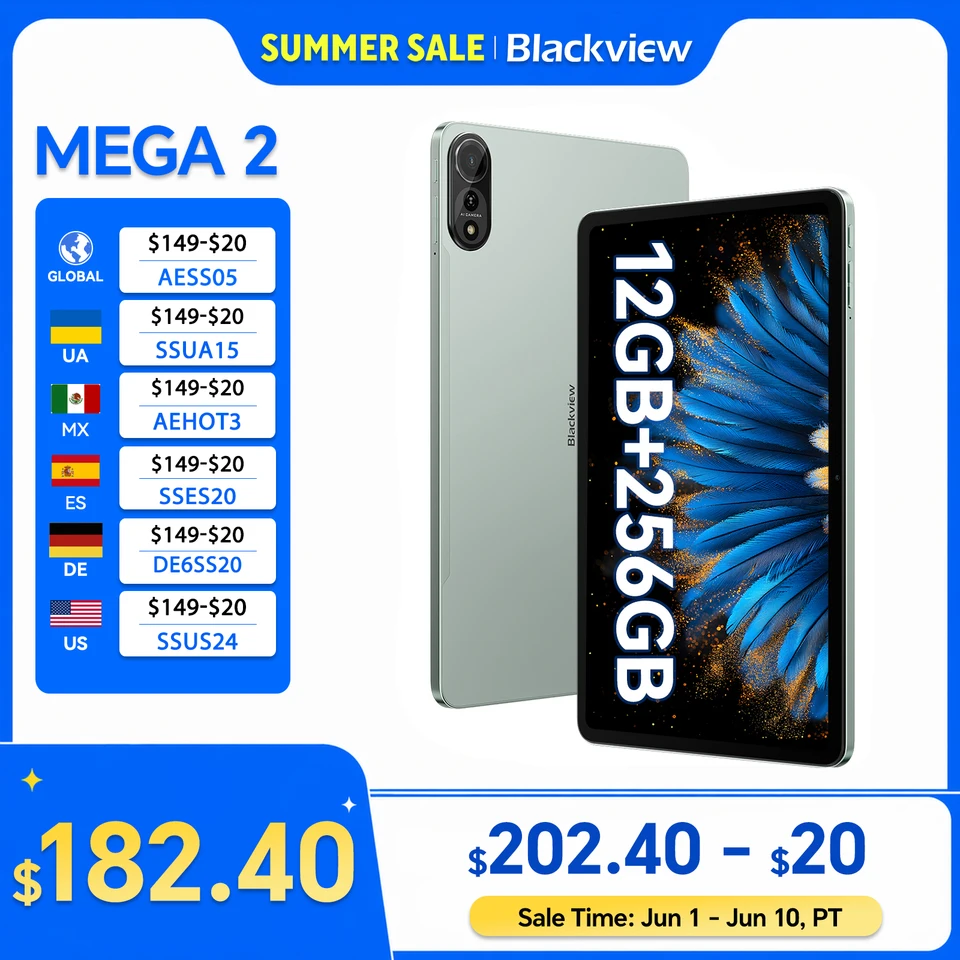 Blackview MEGA 2 Tablet PC 12'' 2K FHD+ Display Unisoc T615 12GB+