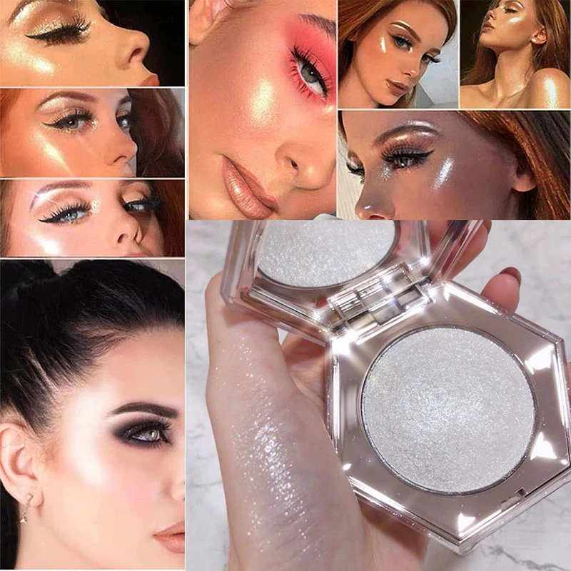 하이라이터 메이크업 팔레트 얼굴 몸 볼에 사용하는 글리터, 다이아몬드 쉬머 하이라이터, 부드러운 글리터 스파클, 코 윤곽 팔레트