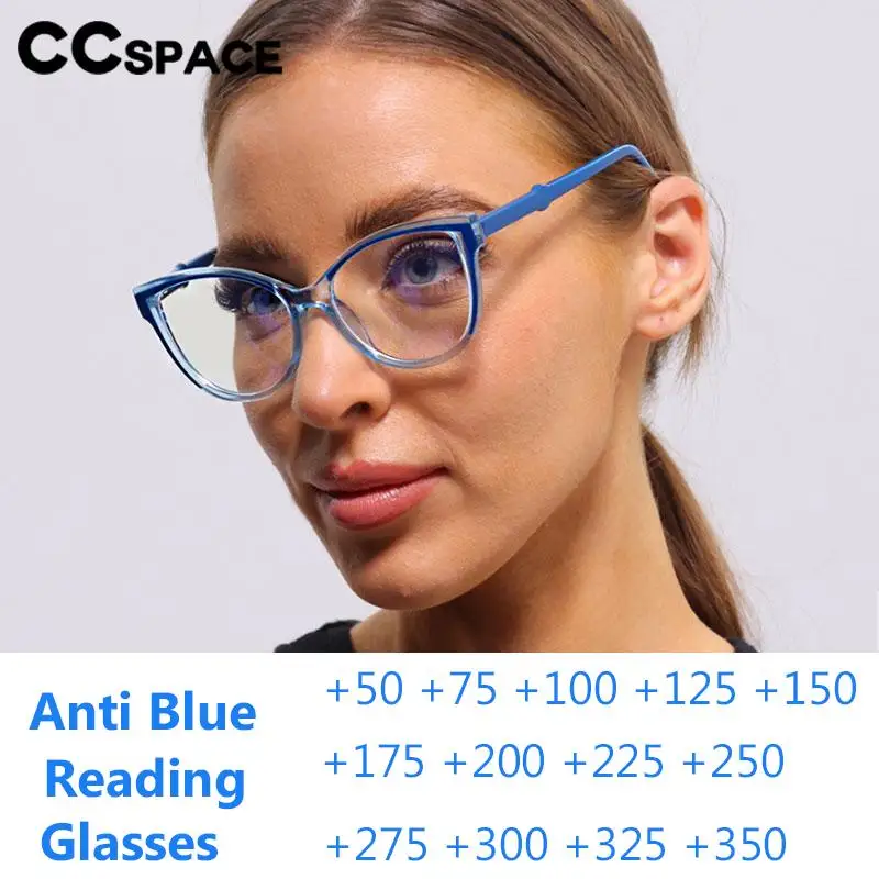 B57605 Stylish Oval Anti Blue Light Reading Glasses Casual Spring Hinge Women Optical Presbyopia Eyeglasses +50+100+150+200+350