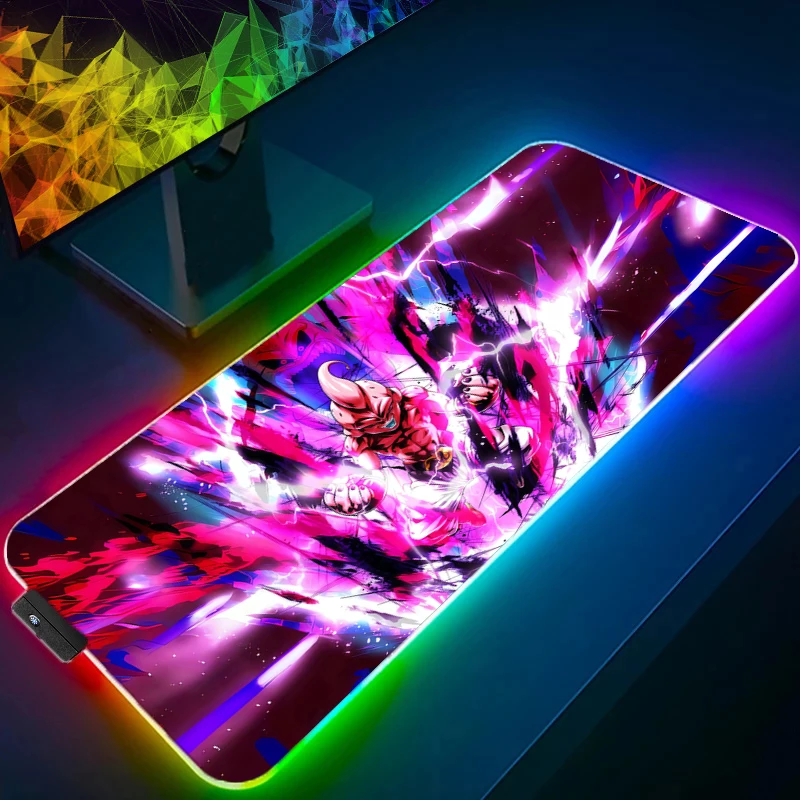 Dragon Ball Majin Buu Computer MousePad LED Gamer Mouse Pads XXL Gaming Mousepad Desk Mause Pad RGB Keyboard Mouse Backlight pad - Image 3