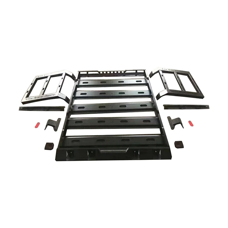 For 2/4 Door Steel Roof Rack W/ LED Light Luggage Rack With Climbing Ladder Mount Cargo Basket For Wrangler JK JL BJ40 5