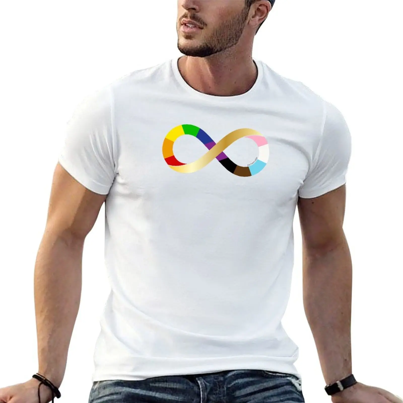 

autism + LGBTQ+ pride T-Shirt anime t shirts oversize t shirt for man 100 percent cotton T-Shirt