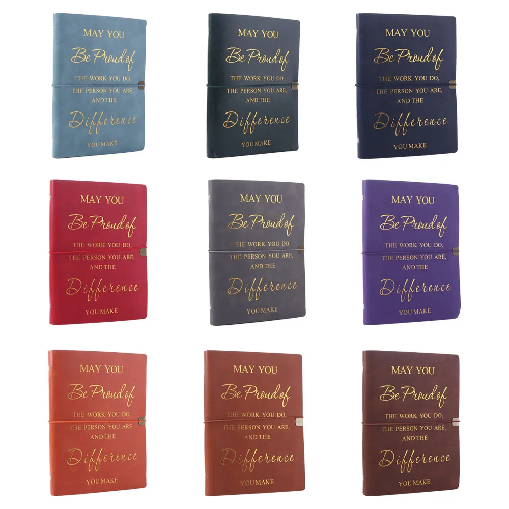 80 Sheets A5 English Notepad English Soft PU Leather Cover Handbook Wear-resistant Horizontal Line Loose-leaf Notebook Student