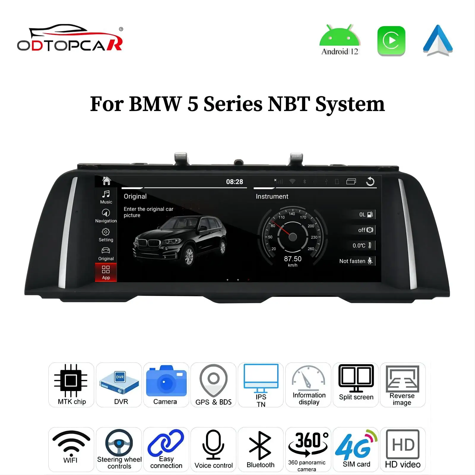 For BMW 5 Series NBT System 10.25 inch HD Touch Screen Android Auto Car Multimedia System MTK Core 4G Internet 64G/128G Storage