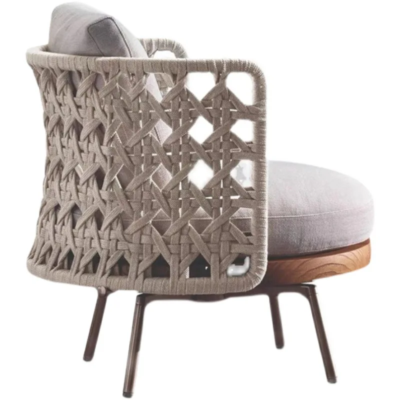 أريكة في الهواء الطلق الروطان فناء حديقة منحني مستدير شرفة واحدة خشب متين مصمم في الهواء الطلق فيلا كرسي الروطان الأثاث