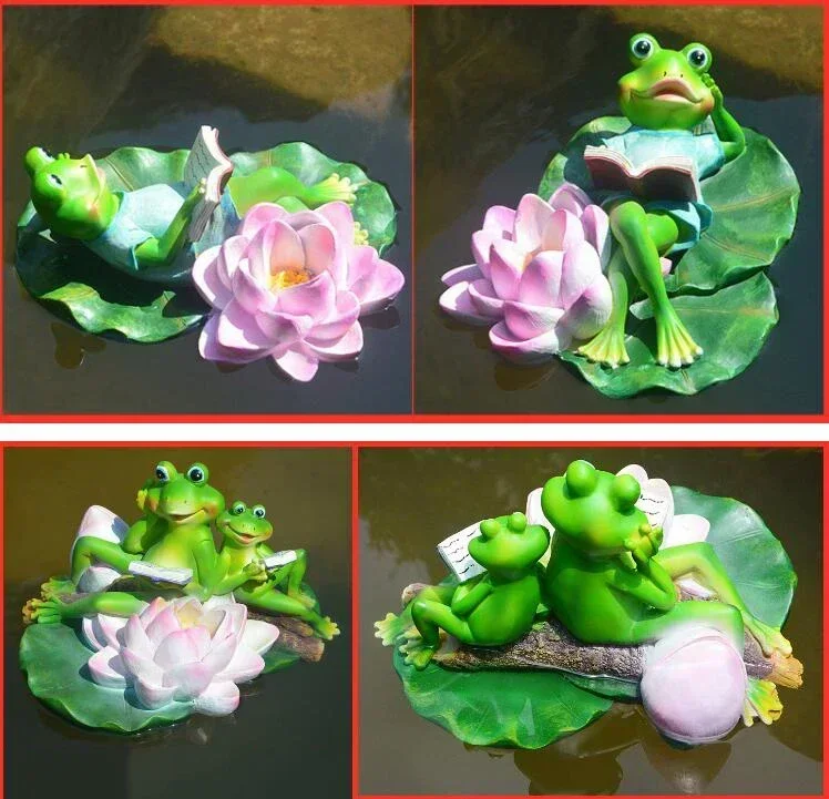 Pastoral Resin Simulation Animal Frog Turtle Floating Ornaments Fish Pond Rockery Sculpture Crafts Fountain Fish Tank Decoration