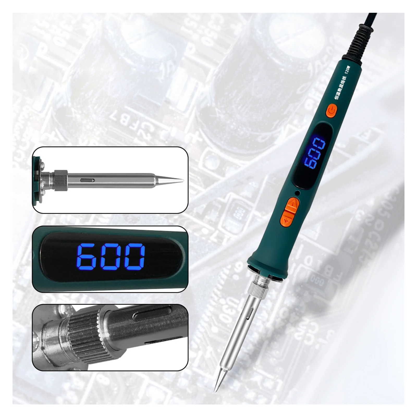 120W LCD Digital Adjustable Soldering Gun Welding Tools with Fast Heating Ceramic Heater Temperature Electric Soldering Iron Set