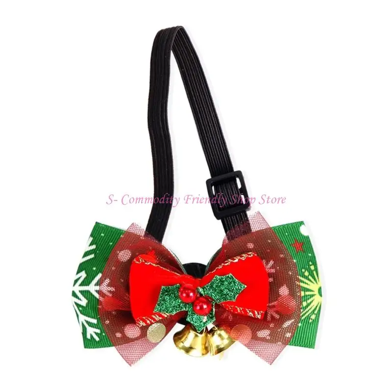 85AE Indoor Holiday Geese Statue Bowtie Decorative Collar with Ribbon Layers, Christmas Neck Accessory for Porch and Entryway