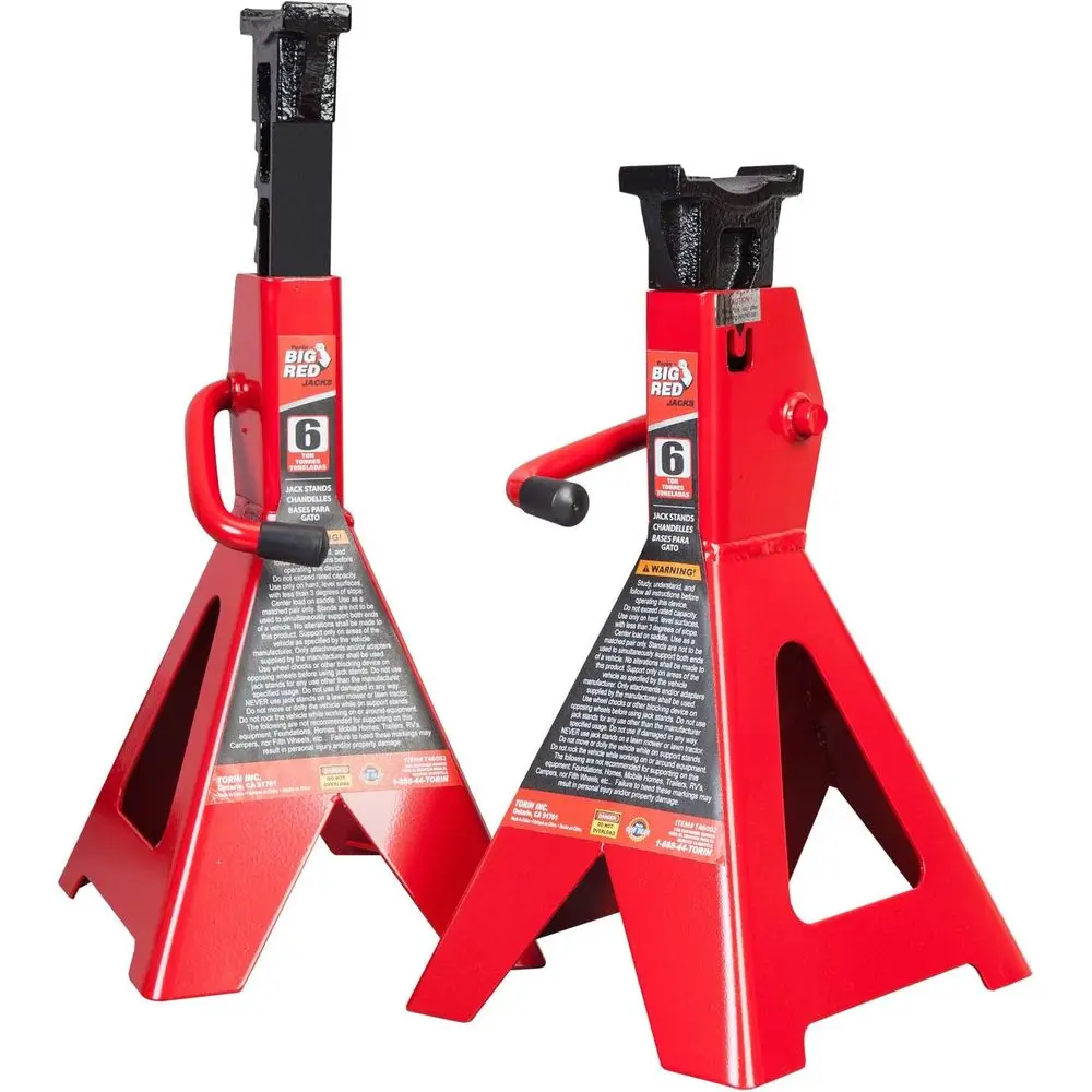 

6 Ton Heavy Duty Steel Jack Stands, Red, Pair