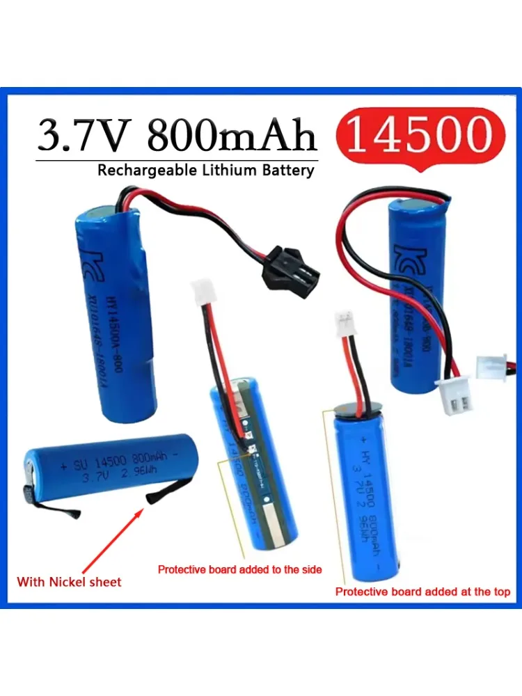 Nouvelle batterie au Lithium Rechargeable 14500 3.7V 800mAh avec plaque de Protection intelligente pour jouets de brosse à dents électrique et nettoyant pour le visage