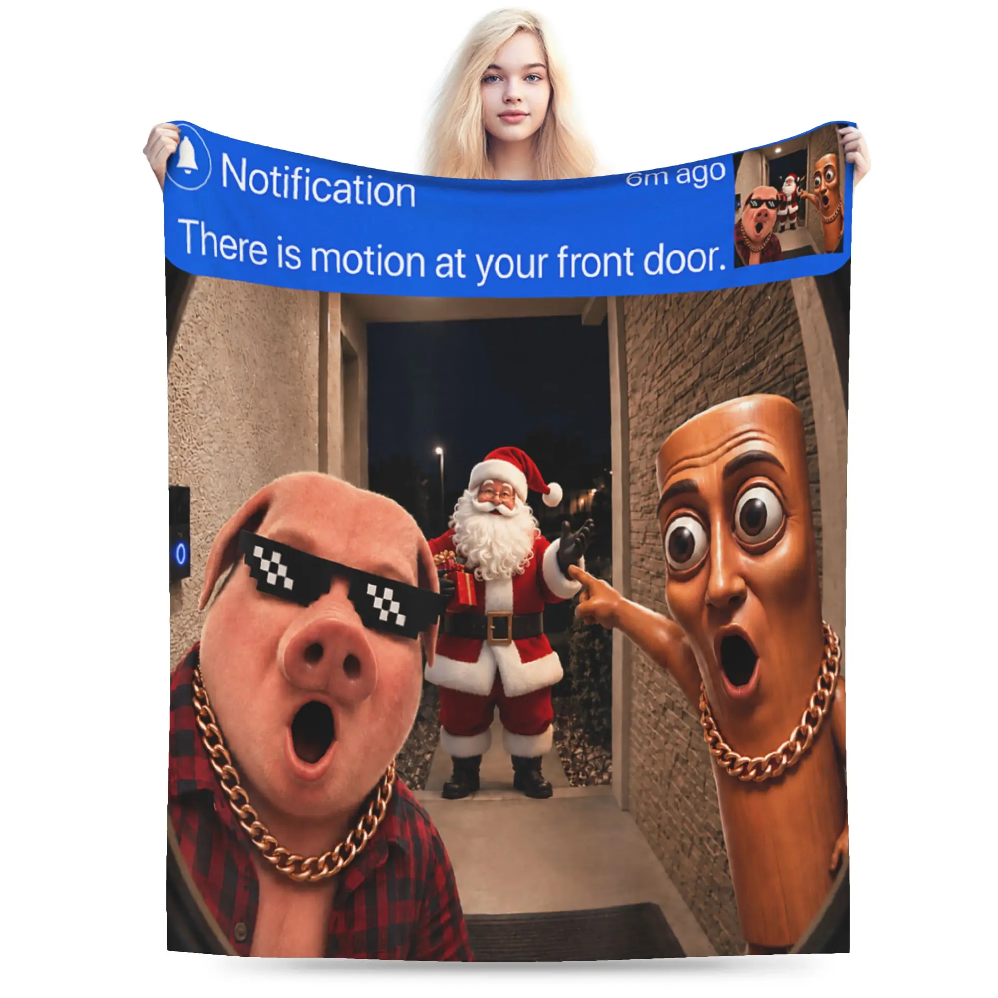 Motion Tung Tung Tung Sahur John Pork Christmas Super Soft Blanket For Home Decor Bedding Throws Spring Picnic Flannel Bedspread