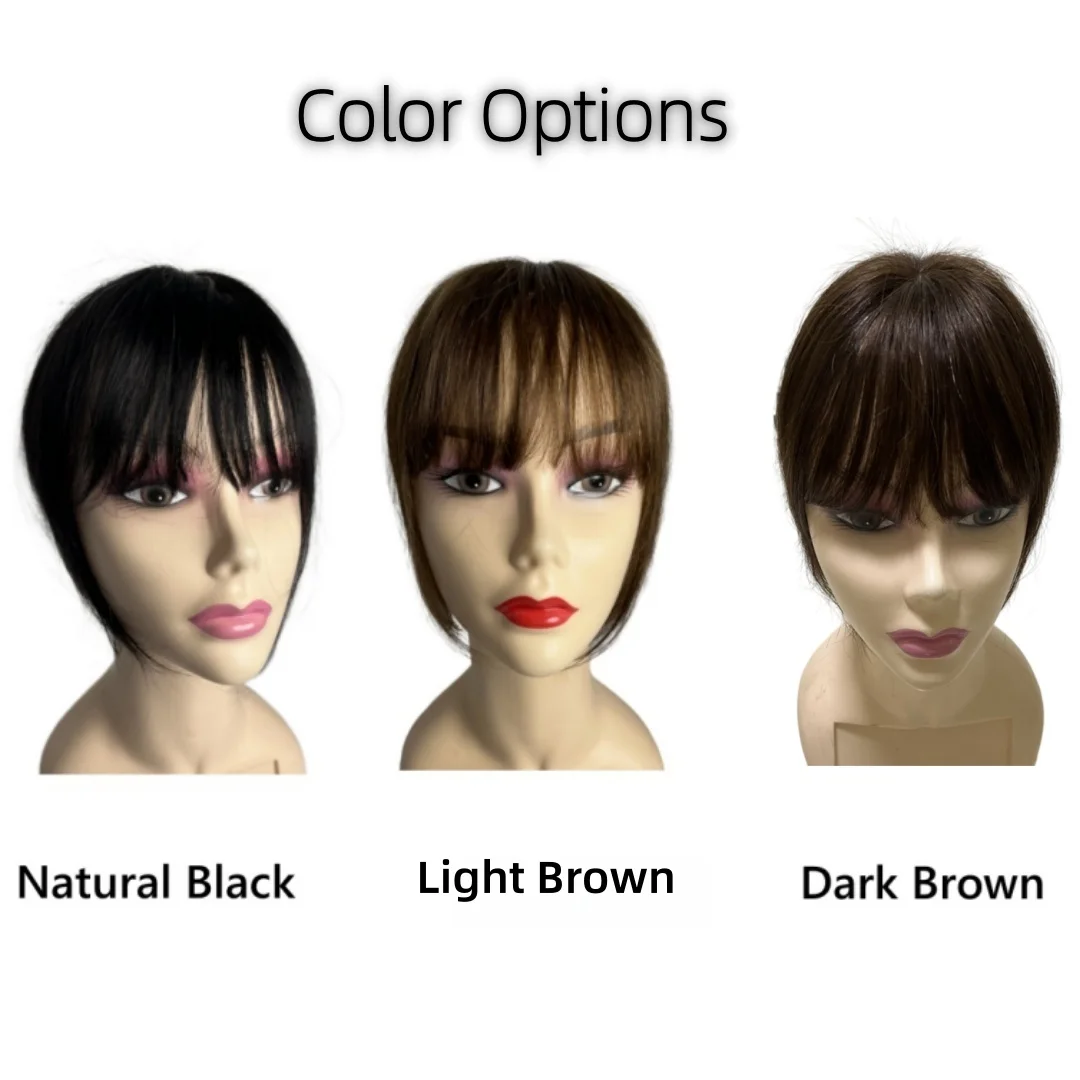 Adorno de cabello humano Natural para mujer con flequillo, pelucas pequeñas invisibles con Clip, perfecto para cubrir extensiones de cabello gris