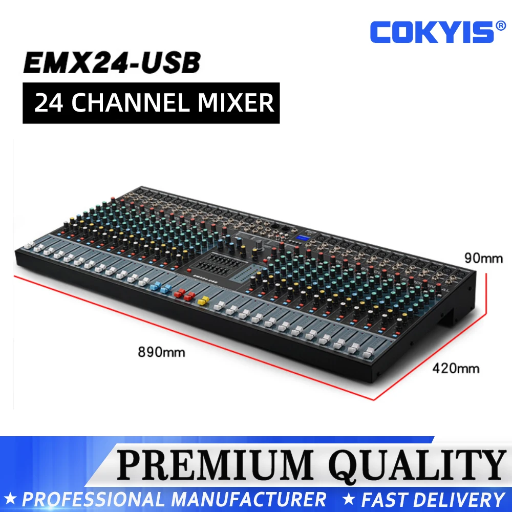 

24 channel Audio Mixer DJ Controller, 16 DSP Reverb Recording Mixer with Bluetooth for Professional Performance Mixer Consoles