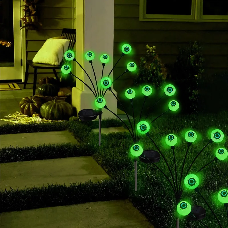 

Halloween Decoration Outdoor Solar Scary Green Red Purple Eyeball Lights Swaying Firefly Solar Garden Courtyard Lamps Waterproof