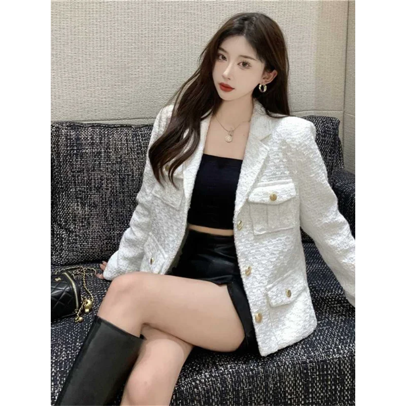 

Белый пиджак для женщин, весна-осень, новый корейский повседневный модный элитный темпераментный женский топ
