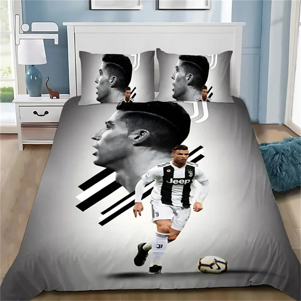 Immagine 7: Copripiumino 3D Football CR7 Set biancheria da letto Copripiumino morbido con 1/2 pezzi Federe per bambini Copripiumino in microfibra per adulti