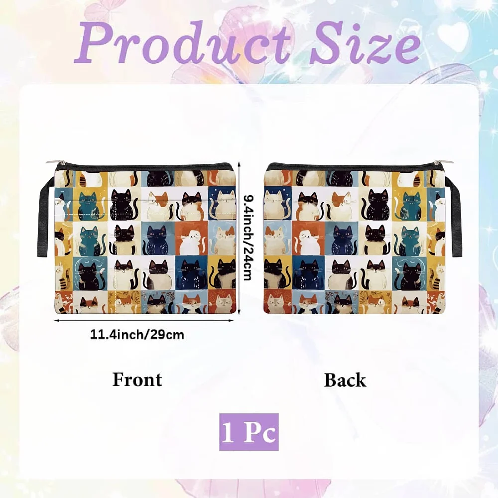 1pc Polyester Book Cover Notebook Wraps Rectangle Cat Shape 290x240mm