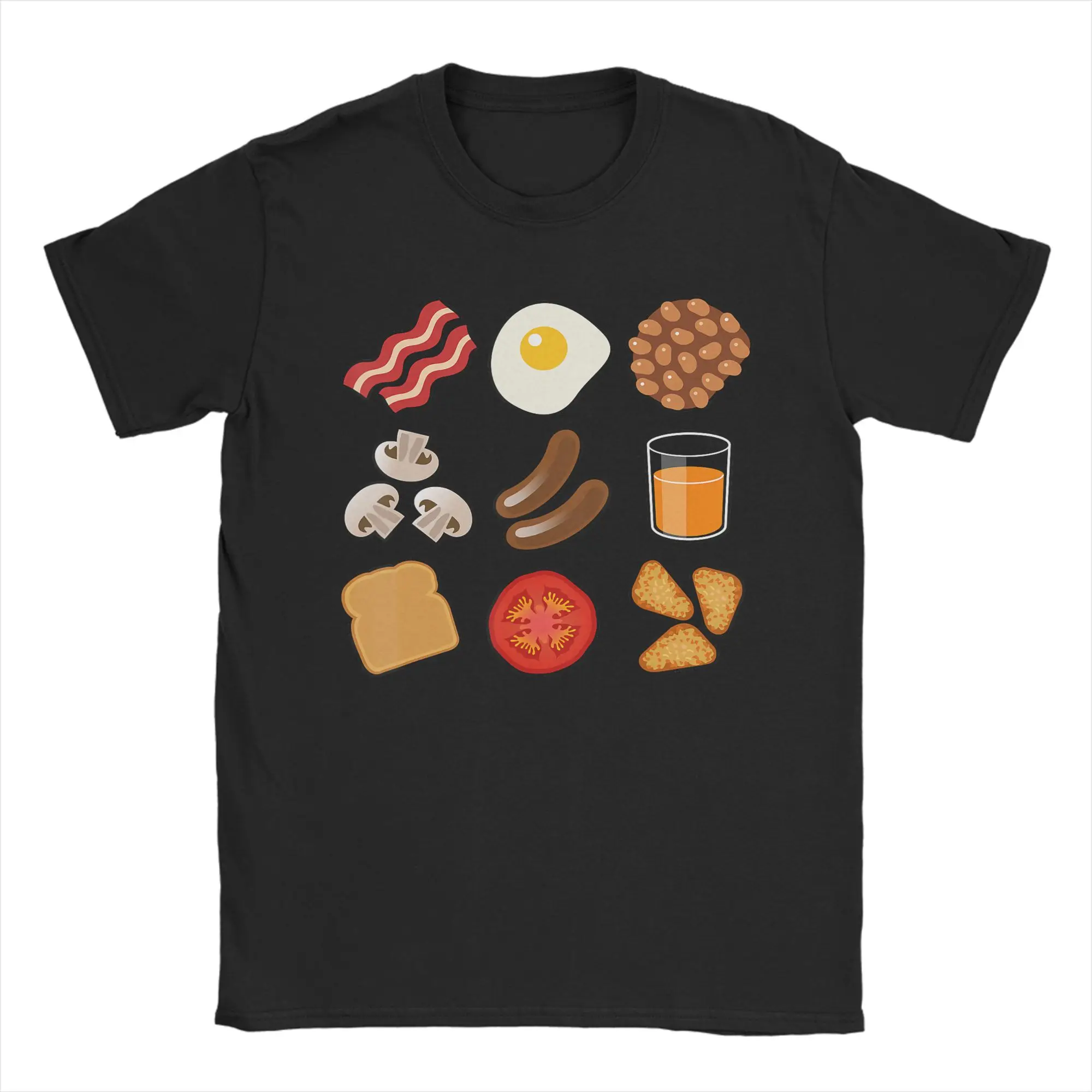 Full English Breakfast Lover Lustiges Britisches Essen T-Shirt für Männer Humor Baumwoll-T-Shirts O-Ausschnitt Kurzarm T-Shirt Geschenk-Oberteile