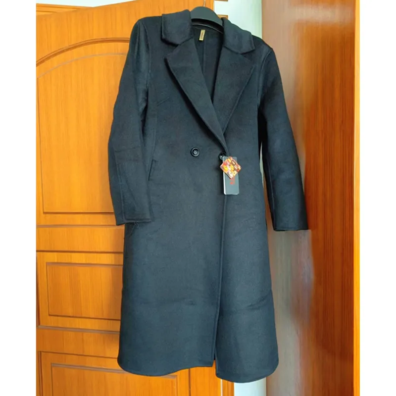 

2026 Autumn 100% Double Sided Cashmere Coat Women's Winter New Slim Temperament Wool Coats Black Red Casual Outwear Female