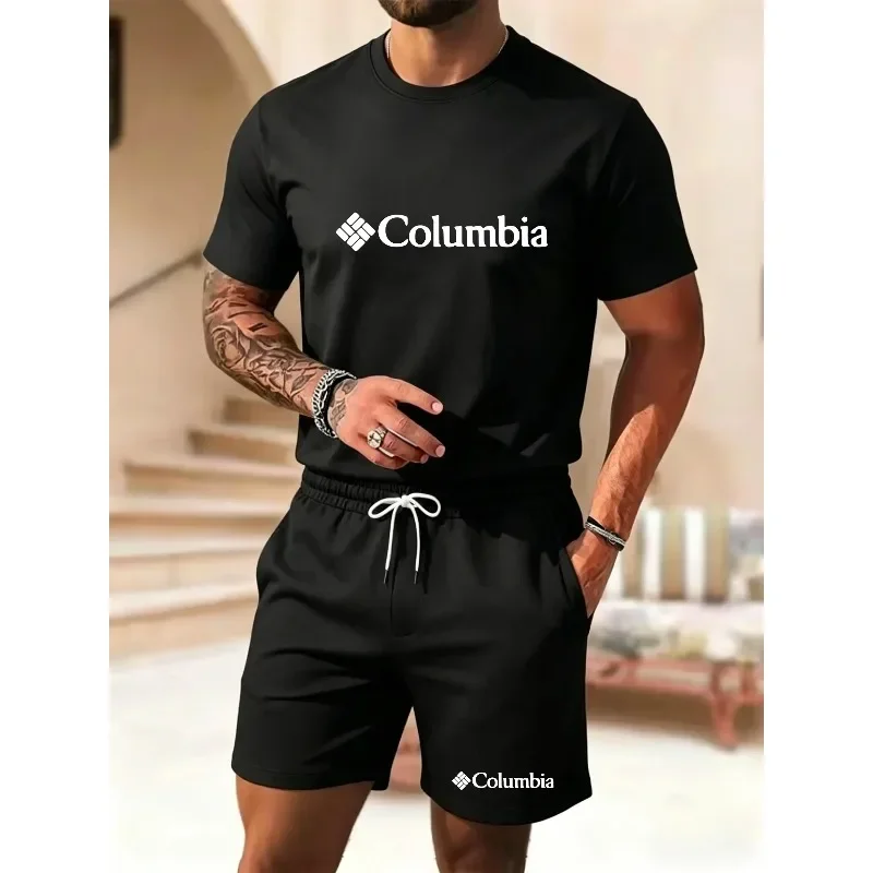 2026 Summer Men's New Outdoor Sports Set - Round-neck Short-Sleeved T-shirt + Jogging Shorts - Casual and Loose Two-Piece Set view 5