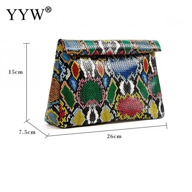 Fashion Women Snakeskin Pattern Clutch Handbag PU Leather Matte Evening Bags Chic Female Bags for Wedding Brides Cocktail Party