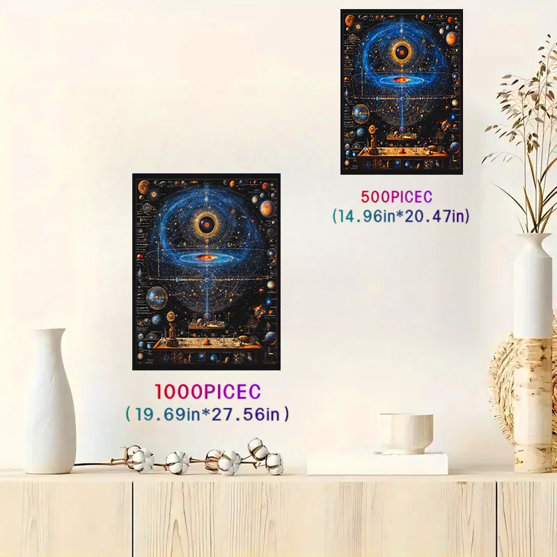 Rompecabezas cósmico de 1000 piezas para galaxia: escena espacial vibrante con planetas y estrellas, juego de 500 piezas o 1000 piezas, ideal para adultos y astronautas