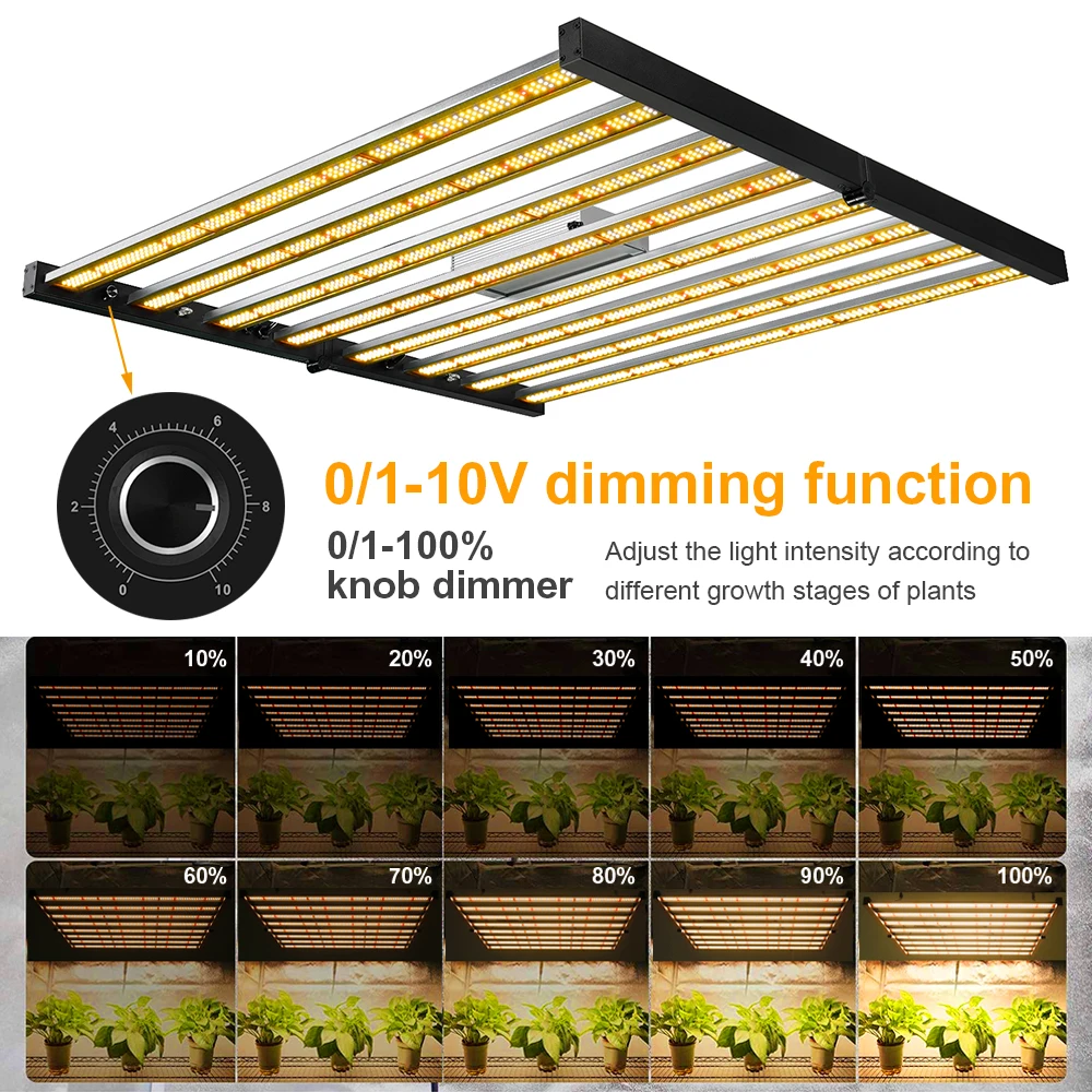 Phlizon full spectrum 2021 foldable dimmable high efficacy 640w led grow lights bar hydroponic horticulture indoor plant growth