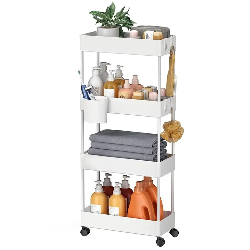 SDFC-Tier Rolling Utility Cart, Movable Slim Storage Rack For Kitchen, Bathroom, Living Room - Space Saving Organizer Shelf