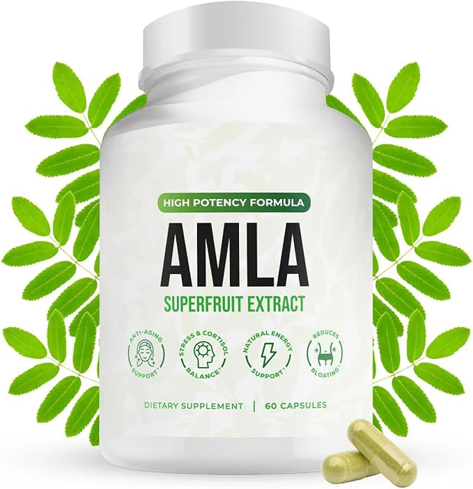 60 Count Amla Superfruit Extract Capsules High Potency Herbal Supplement for Anti‑Aging Support Stress Cortisol Balance