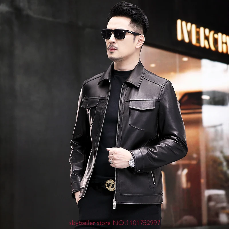 

High Quality Genuine Leather Jacket Men First Layer Cowhide coats real leather short Flight jacket