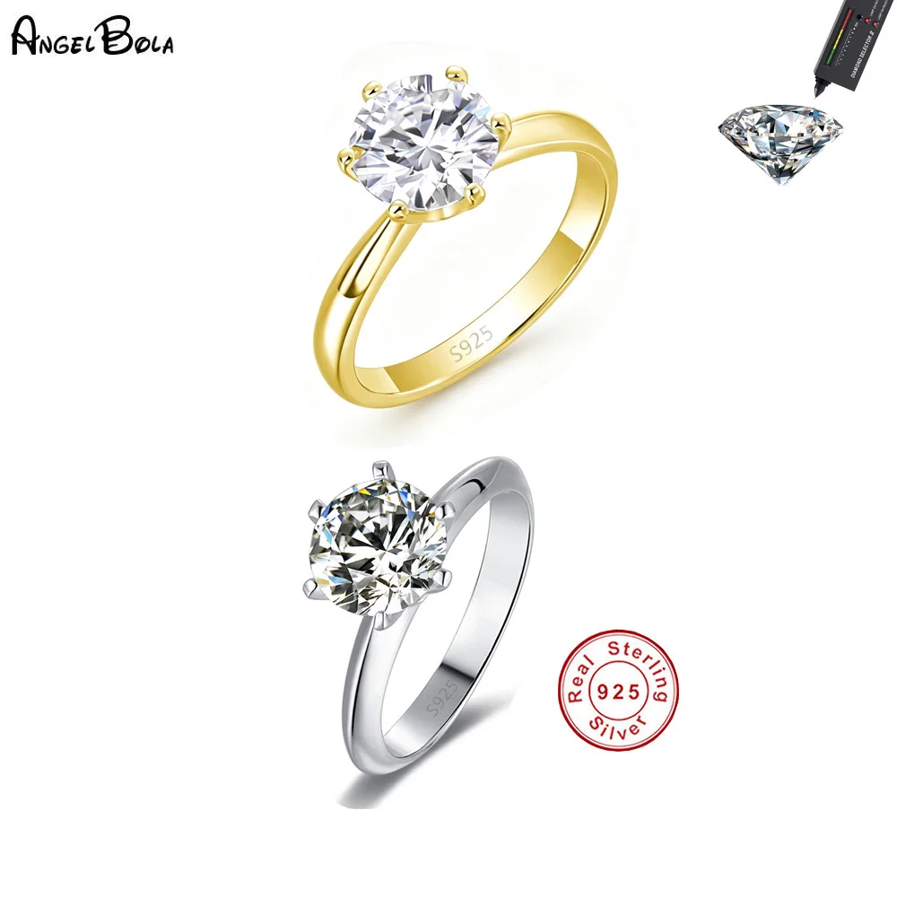 Moissanite Gold Silver Claw Wedding Ring