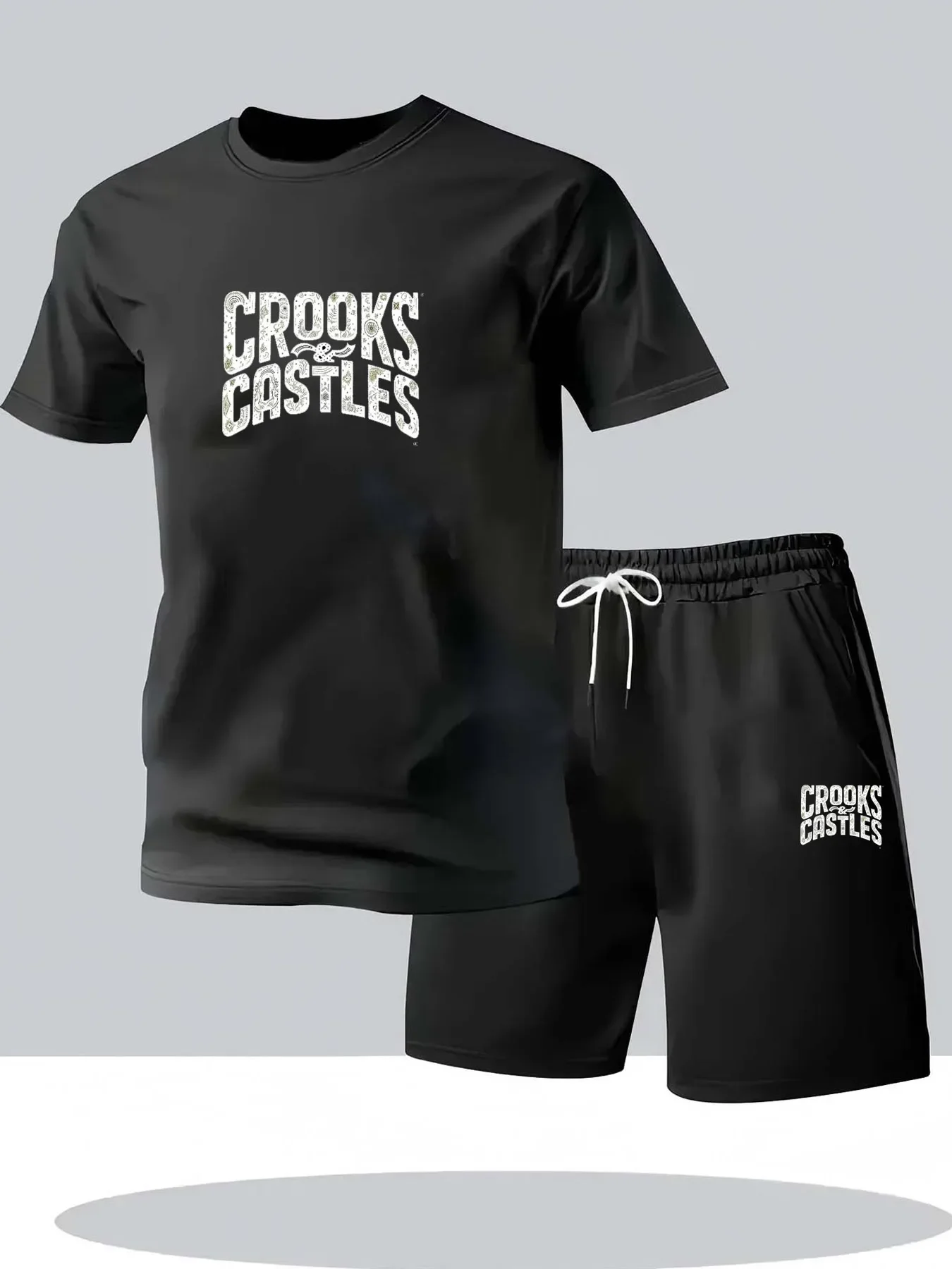 

Daily Casual Mens Solid Color Outfits Summer Fashion T Shirt And Shorts Men Suits Leisure Short Sleeve Two Piece Set