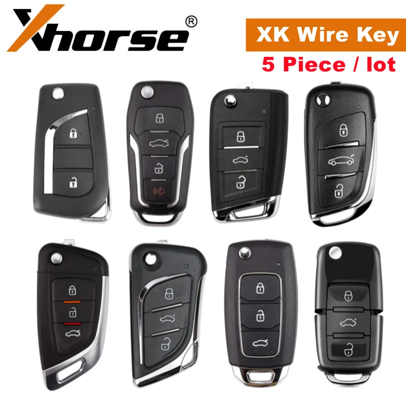 5-компонентные умные ключи Xhorse серии XK VVDI с проводом XKB528EN XKKF05EN XKLKS0EN XKHY25EN XKFO21EN XKTO21EN XKB520EN XKHY21EN