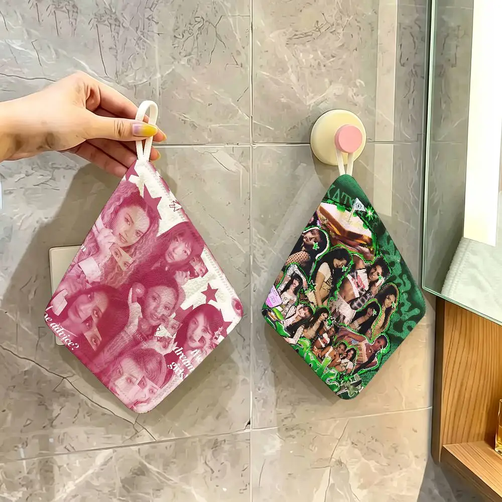 Global Pop Group Katseye Polyester Cotton Hand Wiping Towel, Hanging Towel, Quick Dry for Kitchen Bathroom Daily Supplies
