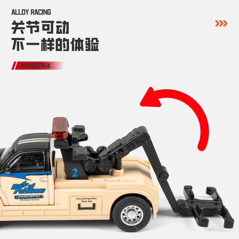 1:64 Scale Container Alloy Trailer Model Toy Car Diecast Metal Movable Joint Pull Back Engineering Vehicles Models Gifts for Boy - view 3